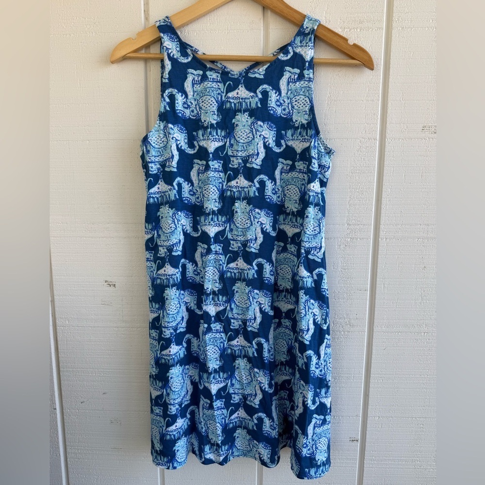 Lilly Pulitzer Kristen Swing Dress In Joy Ride Elephant Size XS W/ Lattice Back - Picture 2 of 5